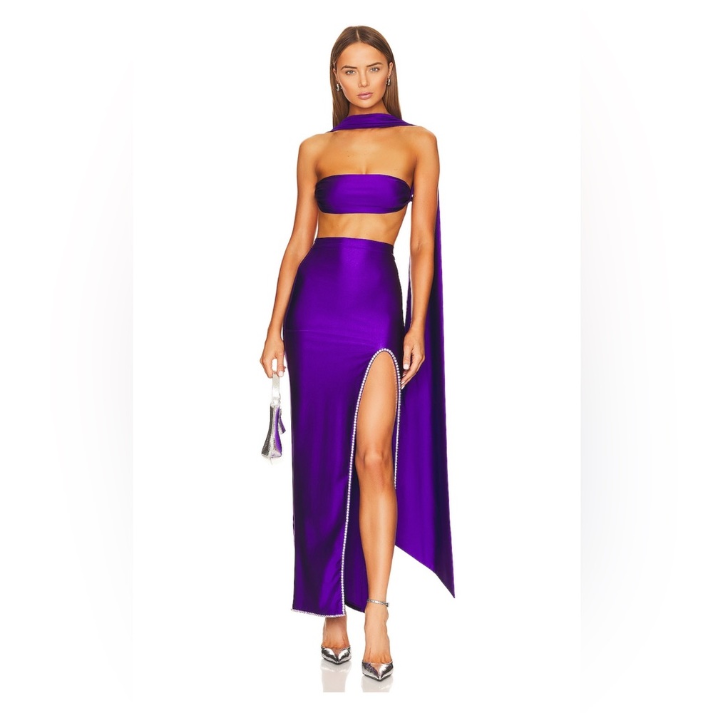 X REVOLVE Strapless Sash Gown in Purple